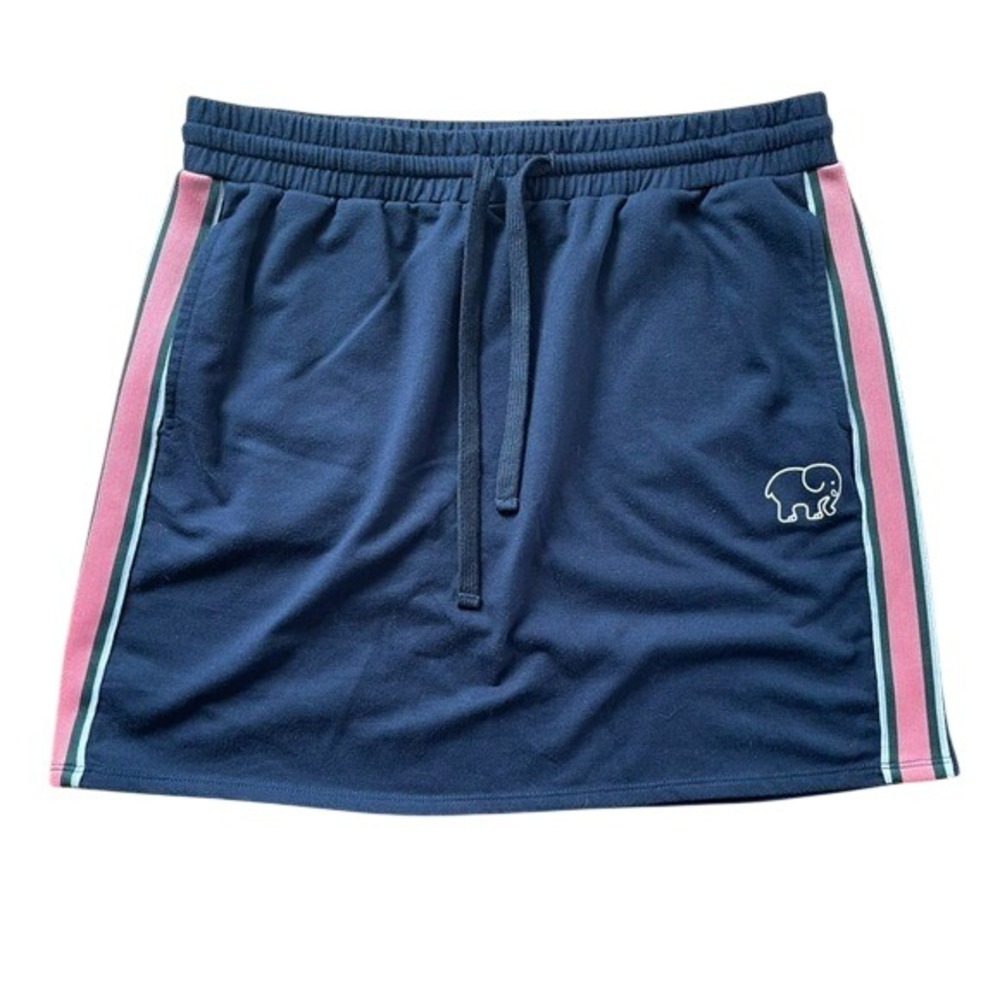 Ivory Ella Navy Blue Mini Skirt Stripe Trim Drawstring Pockets Womens Large